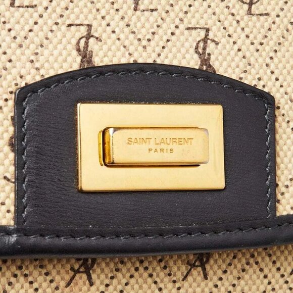 Yves Saint Laurent Beige Canvas Monogram Satchel Crossbody Bag - Picture 6 of 11